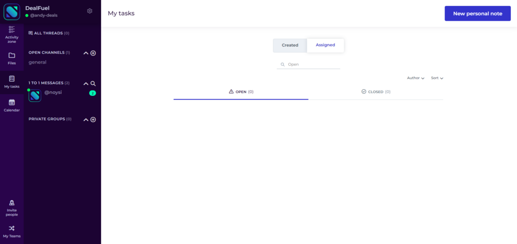 My Tasks Interface of Noysi Task Management Tools