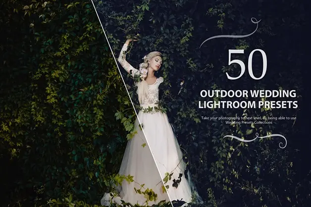 Outdoor photo presets showcasing a bride amidst trees