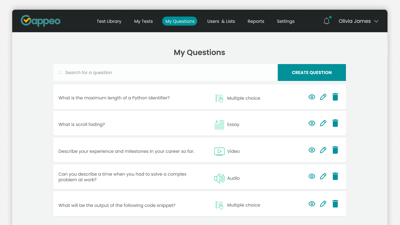 My questions user interface of gappeo