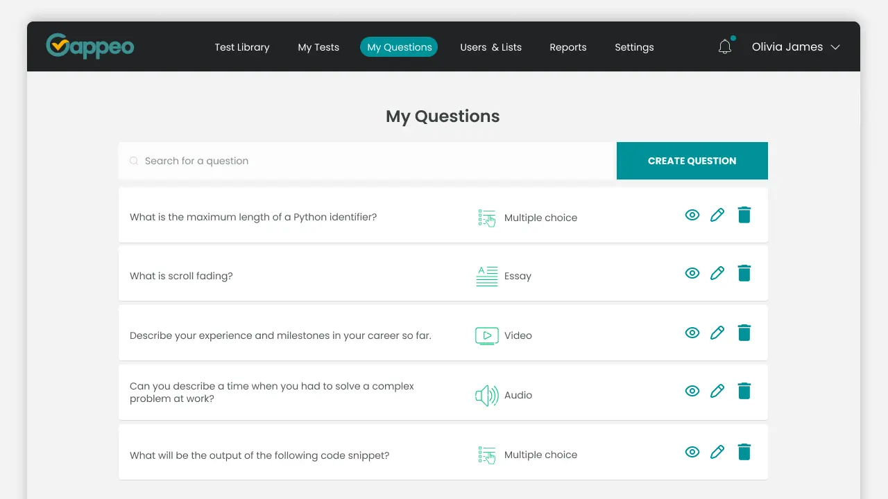 <b>My Questions UI</b>