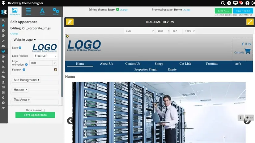 Edit Website Appearance