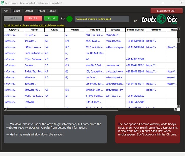 Geo Targeted Leads acquired using Leads Sniper