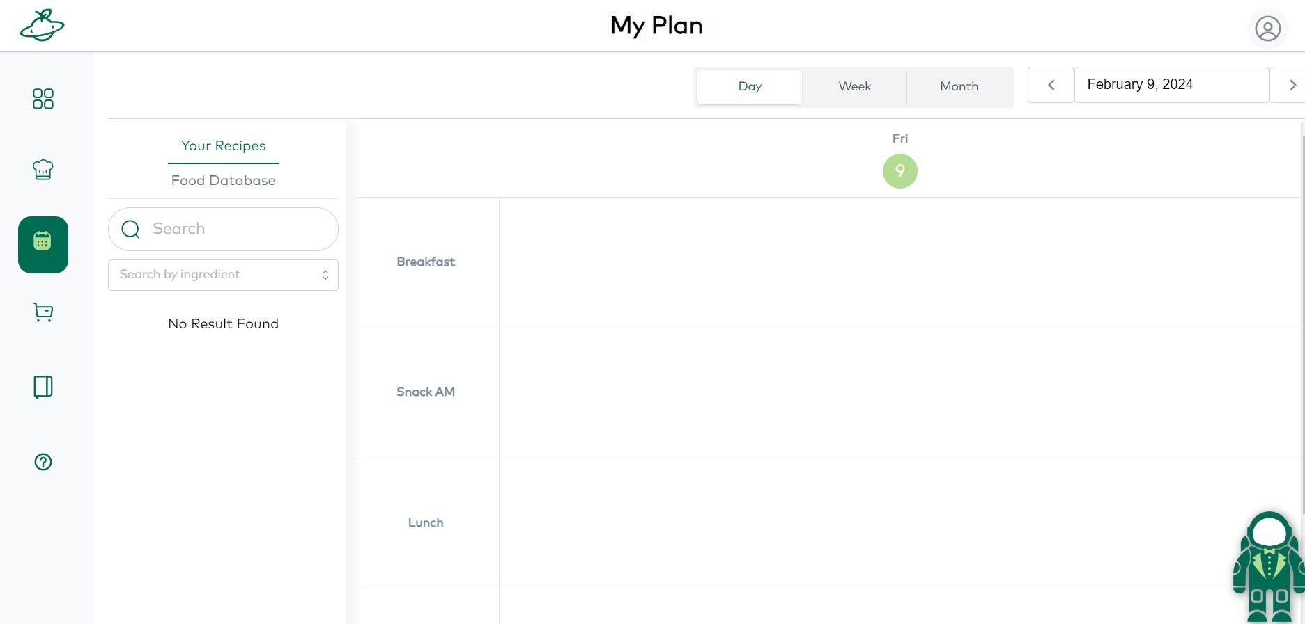 UI to create your diet plan