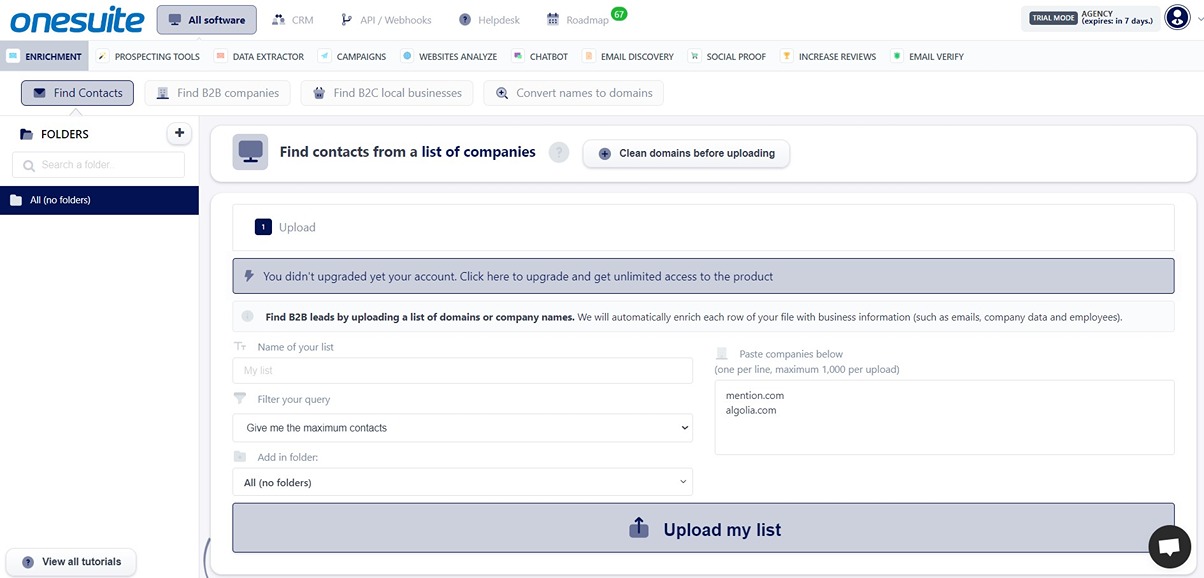 Find Contacts from a list of companies