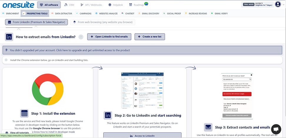 Extract emails from linkedin Using OneSuite Lead Generation and Marketing Platform