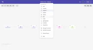 Command list in bot building interface of Teleform - Telegram bot builder