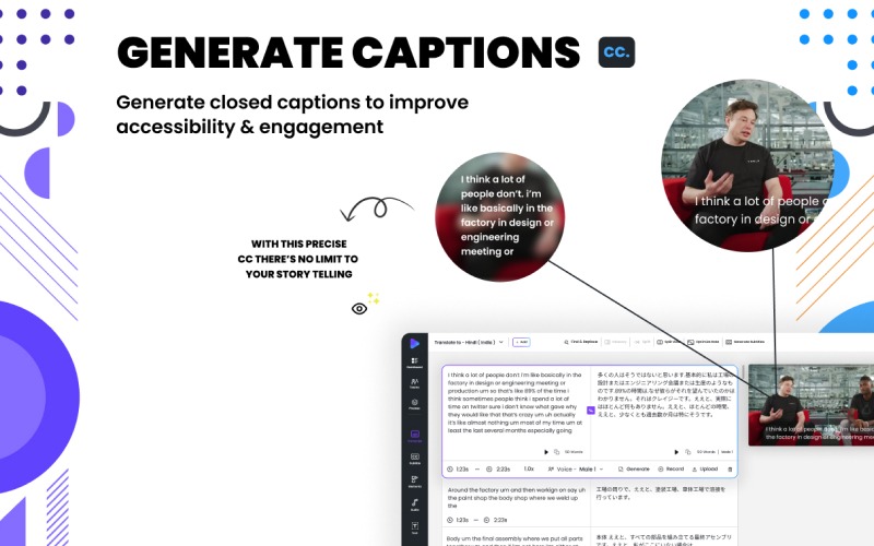 generate captions using video language translator