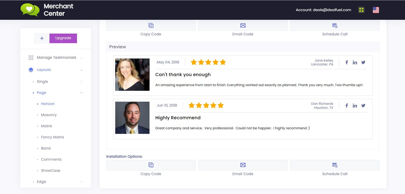 Customer feedback display
