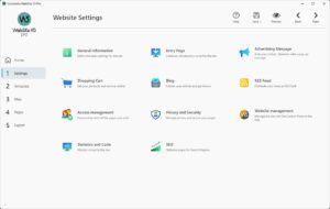 Website Settings to create and manage website interface