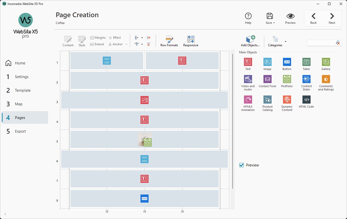 Page creation and editing Settings