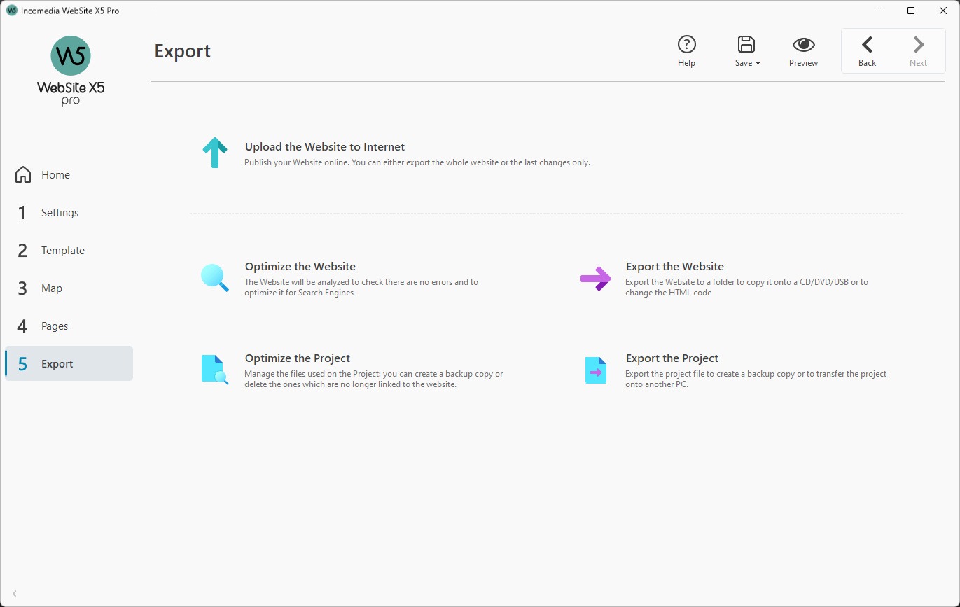 Optimize and Export Website User Interface