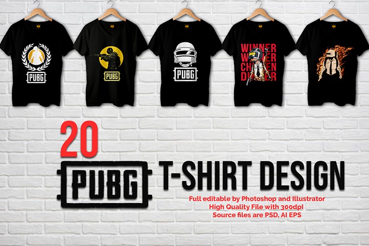 PUBG T-shirt design Feature Image showcasing PUBG Theamed black t-shirts