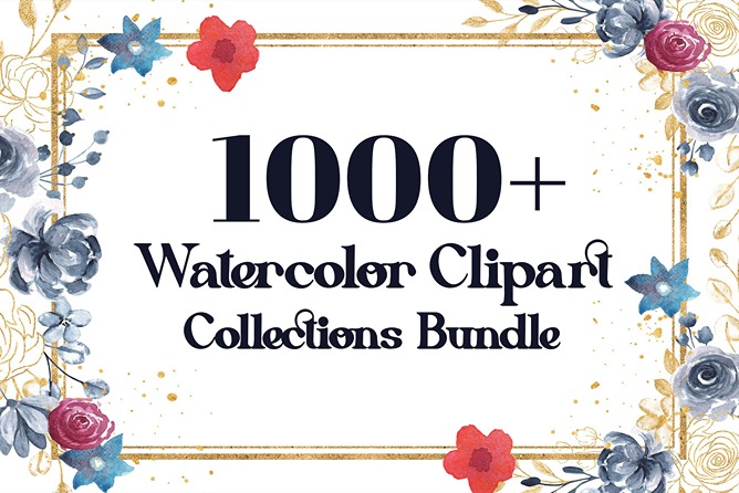 Watercolour clip art collection bundle Feature image