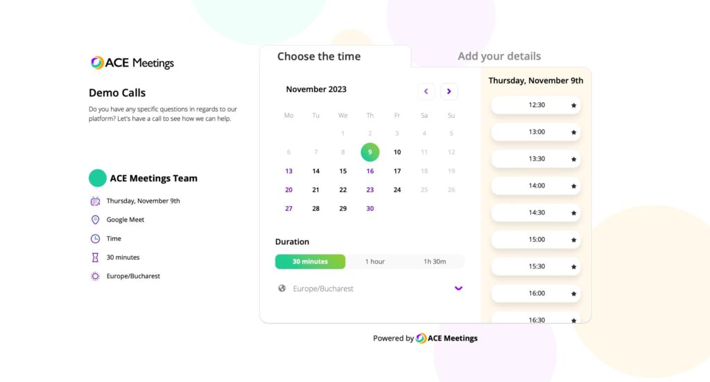 Booking page interface - best software for appointment scheduling