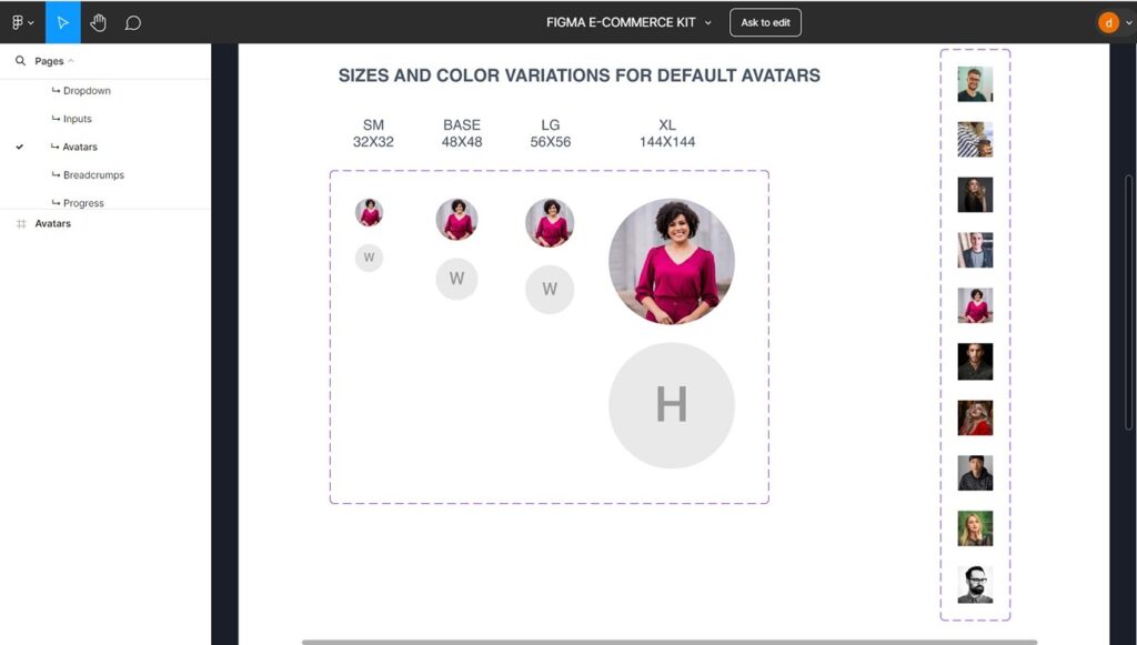 Create Avatar Component of Figma E-commerce UI Kit