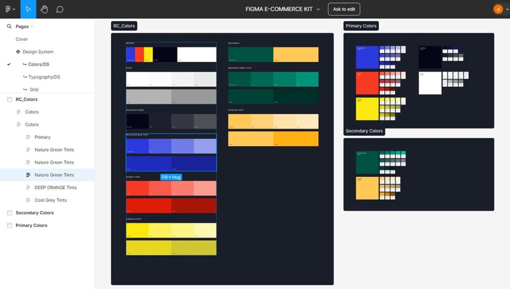 Color Palette Component in Figma E-commerce UI Kit