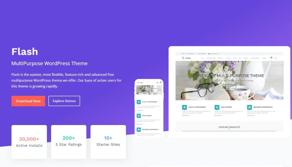 Flash WordPress Theme used to create responsive websites