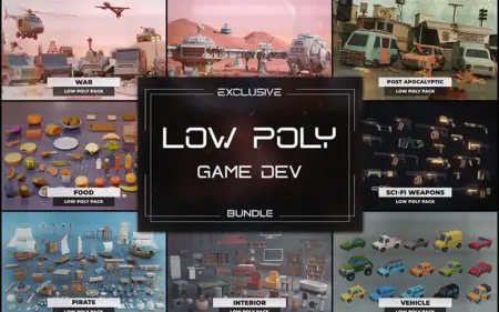 Carousel of different themes of game development assets