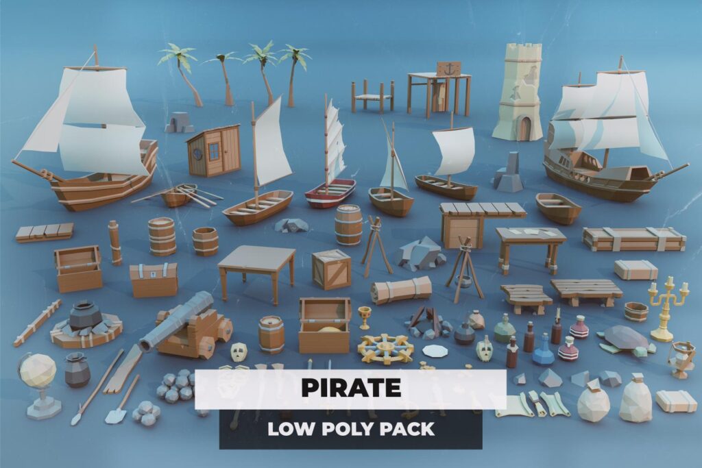 Pirate game development assets available in Low poly - Game Dev Assets