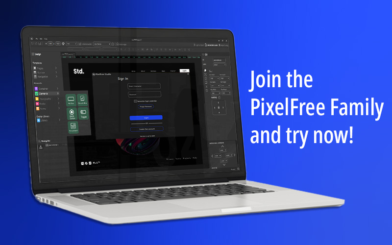 Pixel free low code website builder User interface - convert figma to html