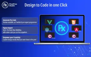 Design To Code In One Click using PixelFree Studio Low Code Front end Builder