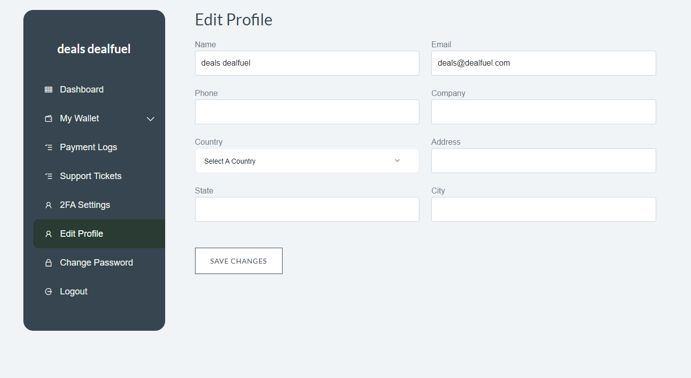 Profile editor ser interface of Welandix - Code Free Website Builder