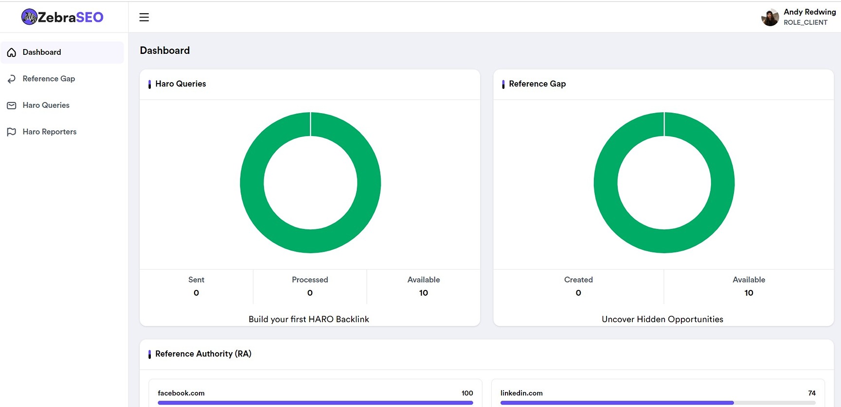 White label link building using ZebraSEO Dashboard