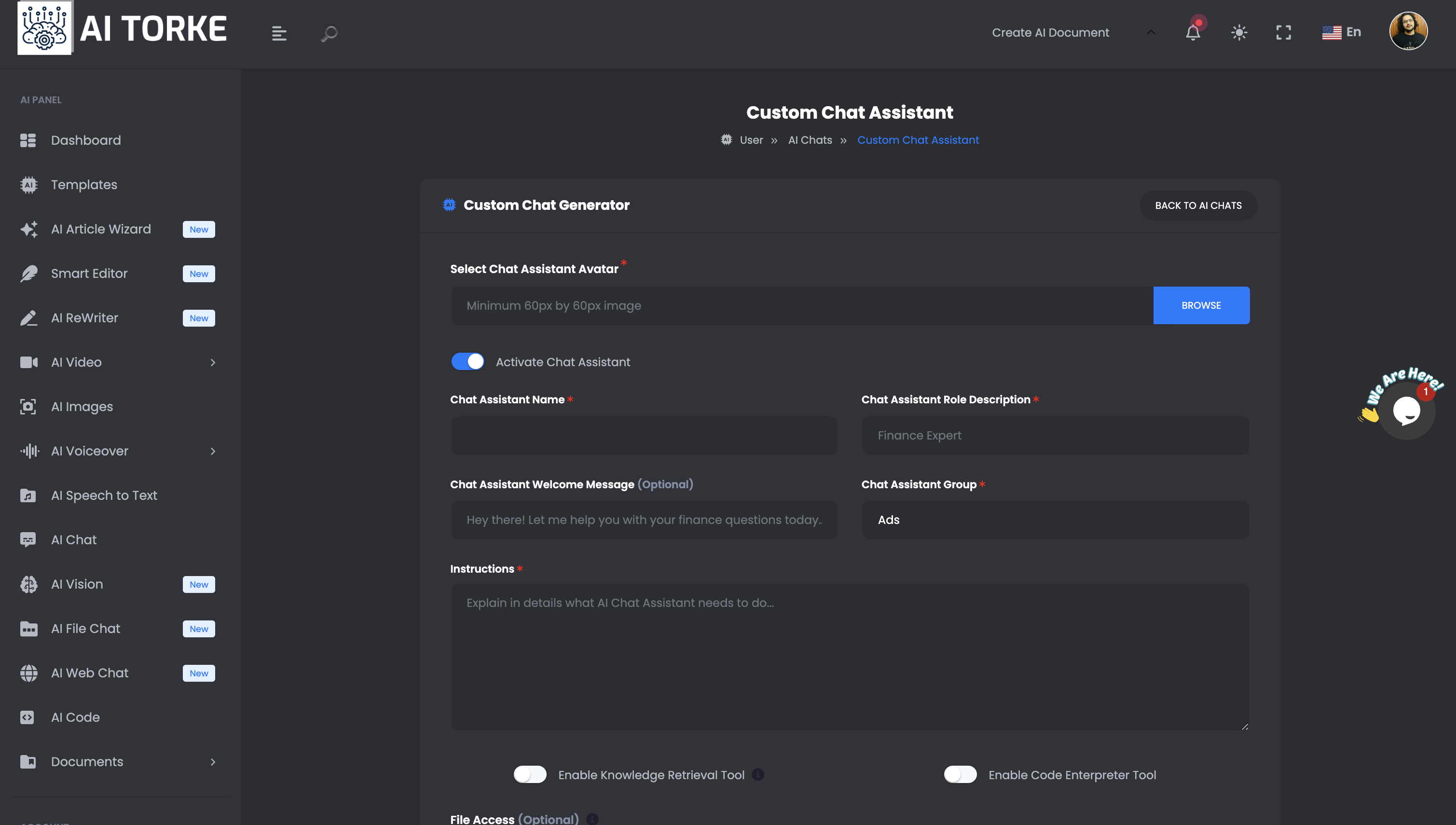 Build your custom chat assistant with AI Torke