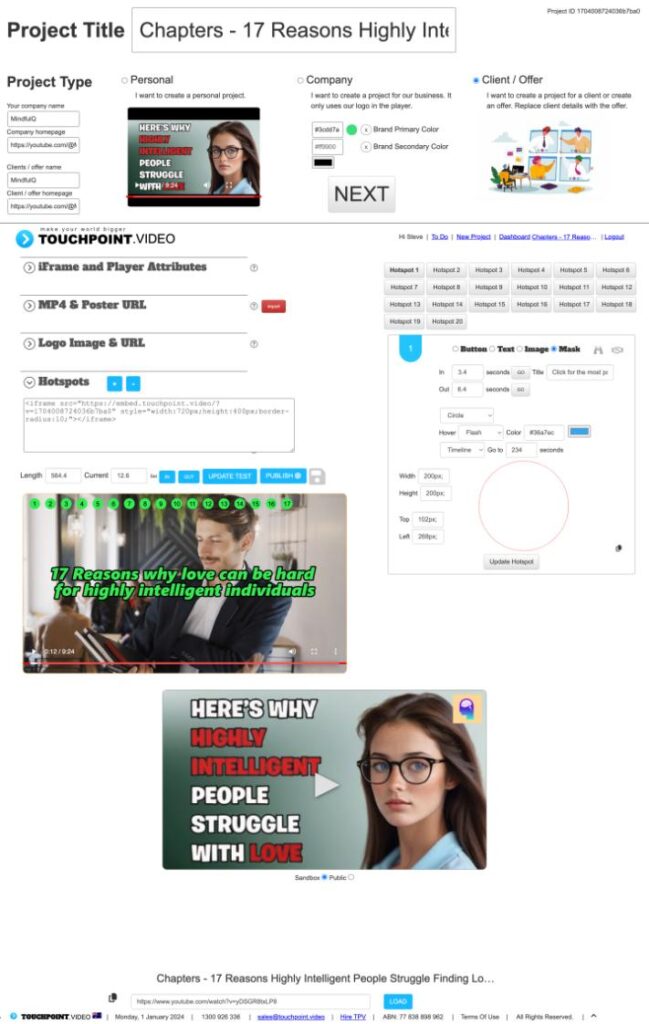 Touchpoint Video dashboard user interface