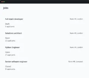Jobs Dashboard user interface