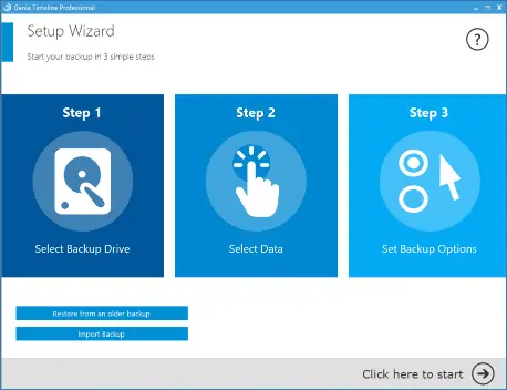Genie timeline 10 - Disaster recovery solution setup wizard user interface