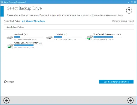 Set backup drive feature of genie timline 10 - backup solution