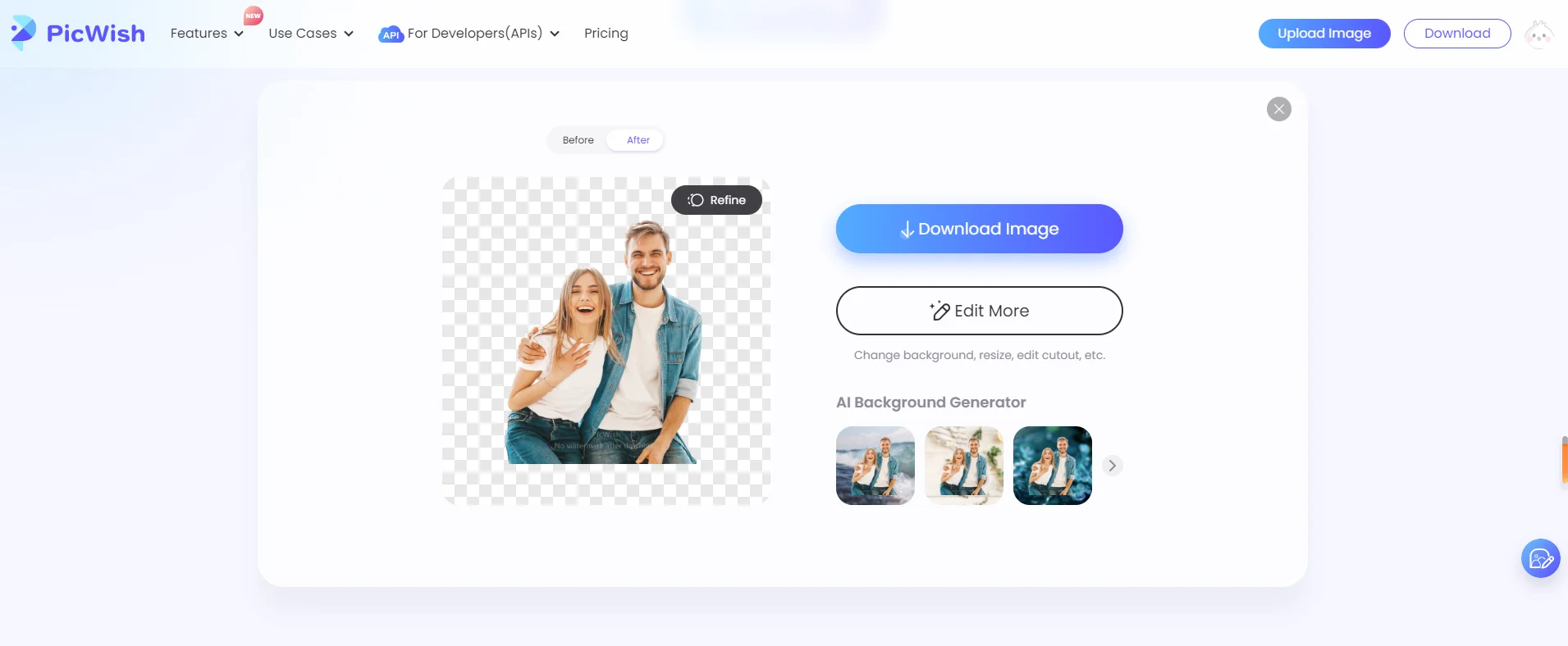 AI Background Remover Feature Of PicWish AI Photo Editor