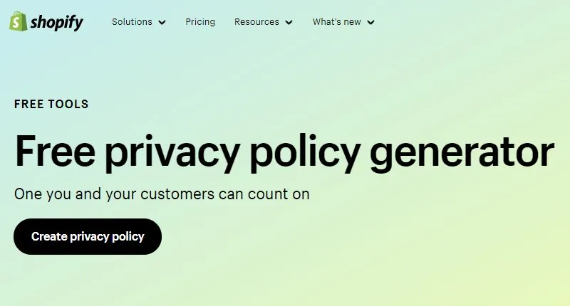 Shopify-Free-Privacy-Policy-Generator website homepage