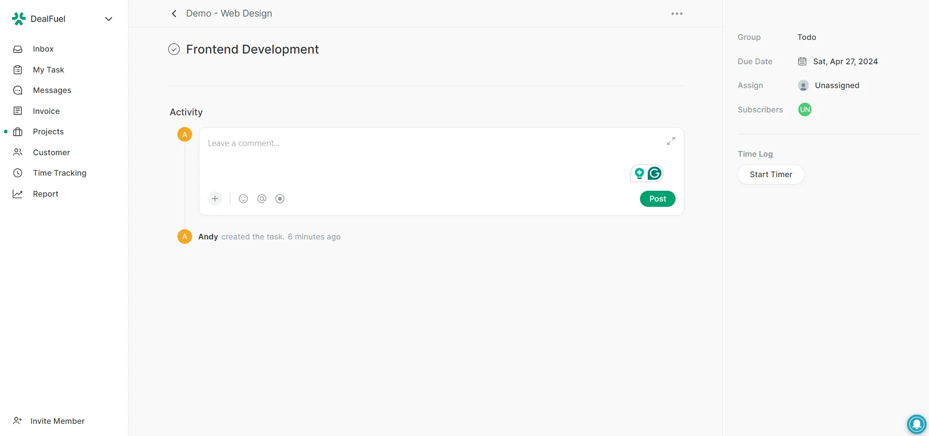 Task management tool Feature TeamCamp