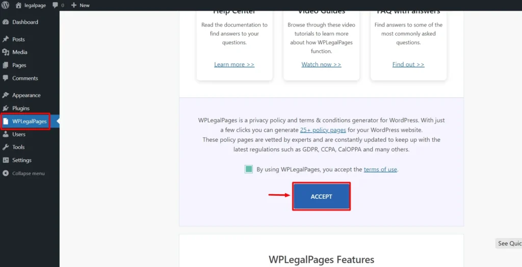 Privacy Policy Creation Tool: Interface Overview