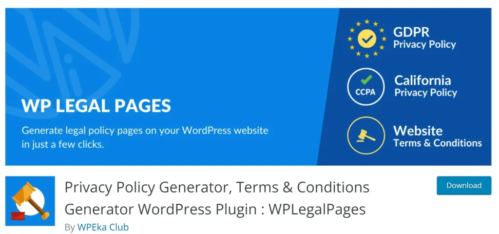 WP Legal Pages - Website privacy policy plugin