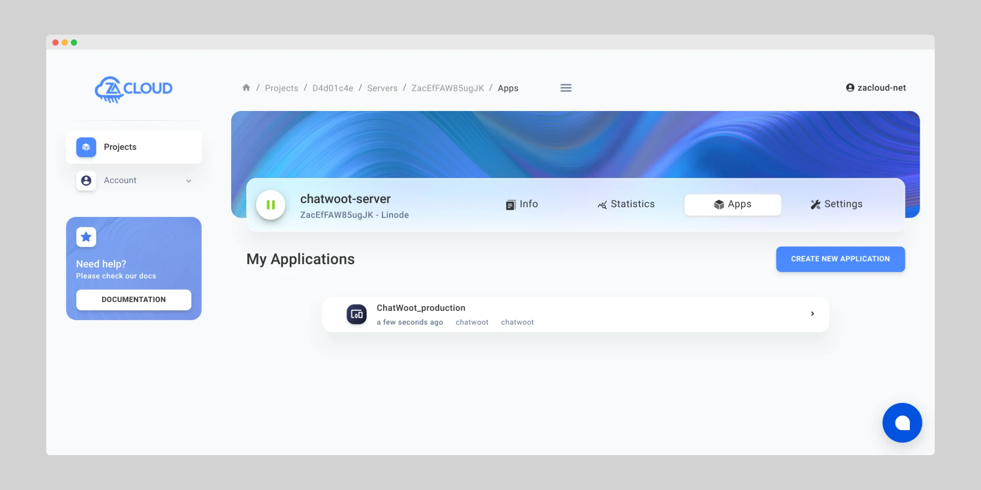 Create New Applications Feature User Interface