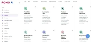 AI Writer Feature of Romo AI