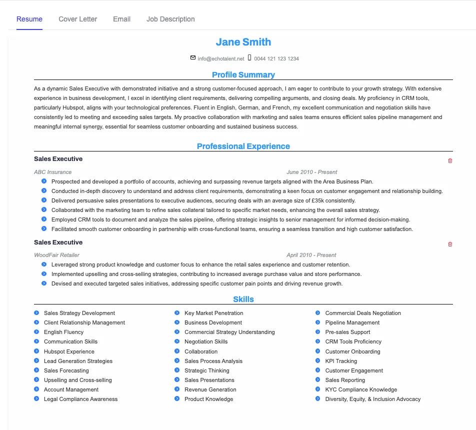 Resume generator