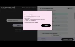 Question selection list of OpenWord AI SEO Content Writer
