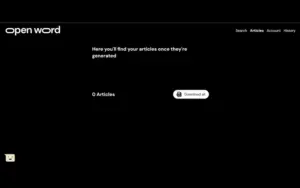 Article export dashboard of OpenWord AI SEO Content Writer