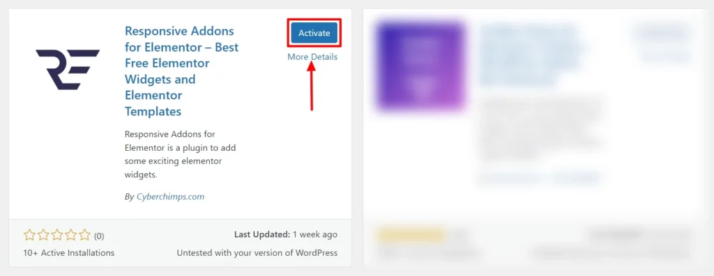 Activate plugin - WordPress user interface