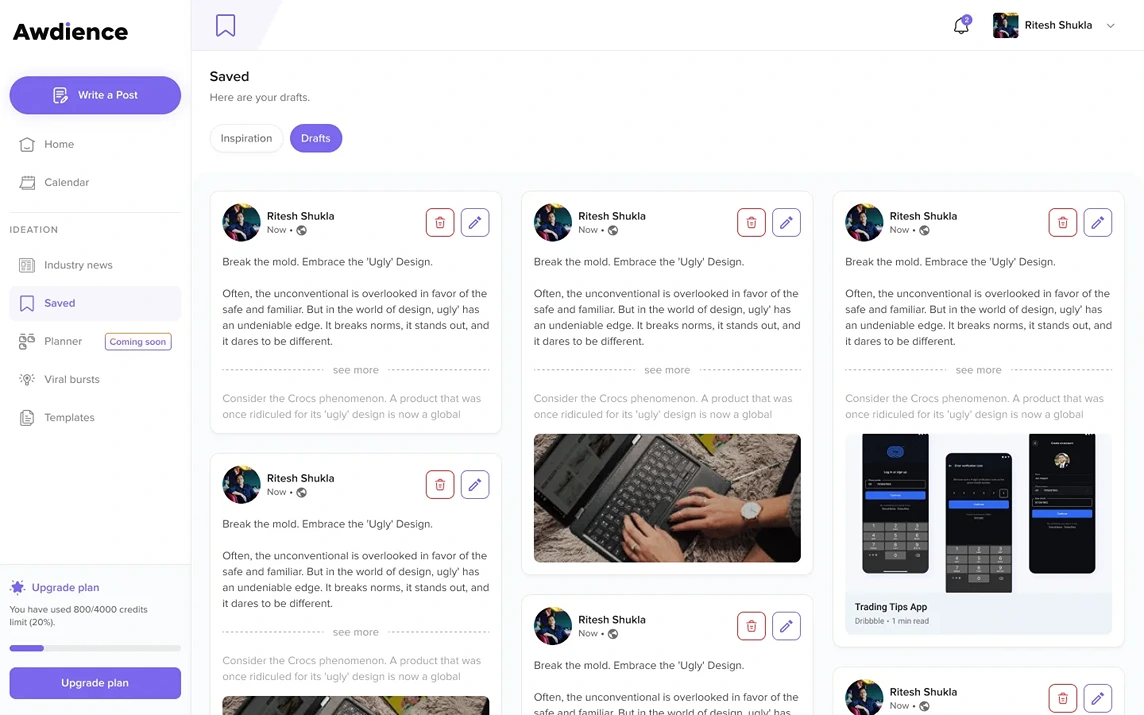 Stay Updated with Industry News using Awdience LinkedIn Post Creator and Scheduler