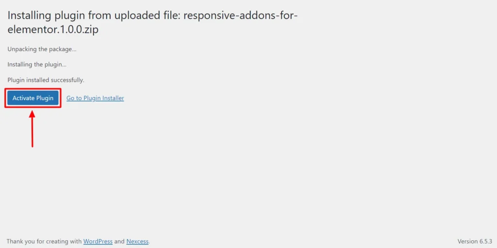 Click-on-Acitvate-Plugin - WordPress UI