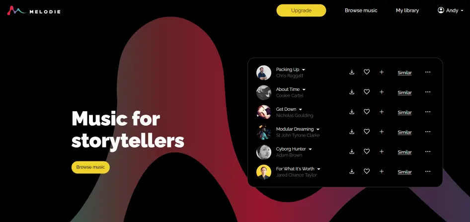 Melodie -Music library Dashboard user interface