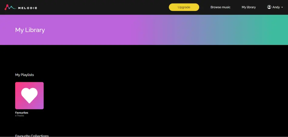 My library user interface of Melodie music - Music licensing platform