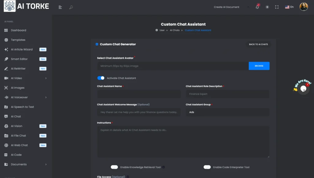 AI Custom Chat Preview