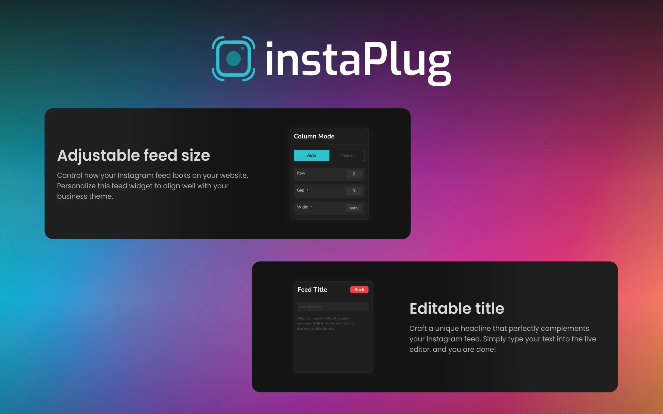 Editable Title & Adjustable Feed Size Instagram Widgets for website