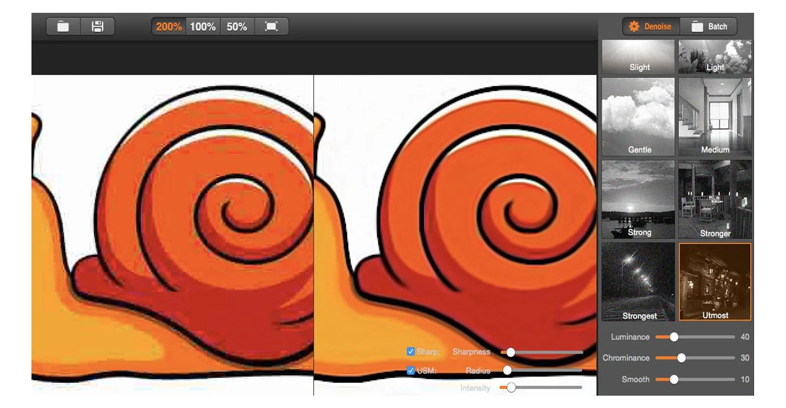 Artifacts Fixing by super denoising - Photo Noise Reduction Software